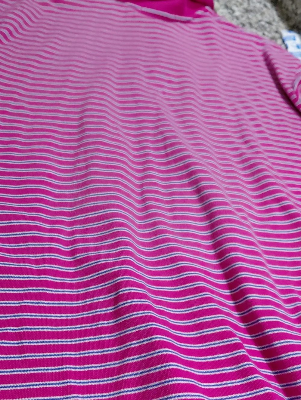 Ralph Lauren Hot Pink Striped Polo with Green Pony Size Xl